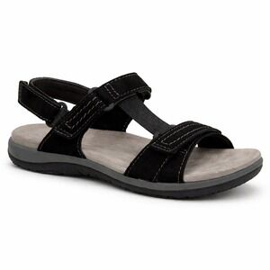 Earth Origins Savoy Slade Women 8.5 Black Suede Strappy Comfort Walking Sandals